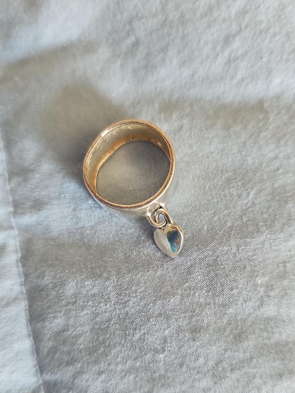 Classic Silver Heart Charm Ring - Sterling Silver